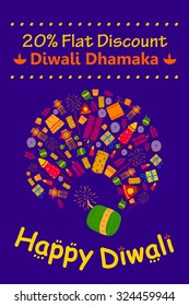 Happy Diwali discount sale promotion offer banner in vector
