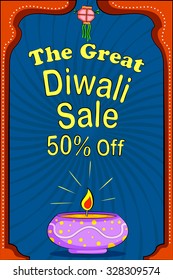 Happy Diwali discount sale promotion offer banner in vector