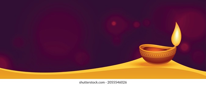 happy diwali diya banner design