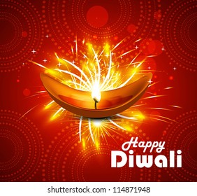  Happy diwali diya celebration colorful vector background