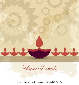 Happy diwali diya celebration decorative colorful background vector