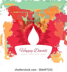 Happy Diwali diya colorful artistic grunge design illustration vector