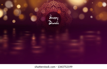 Happy diwali diya oil lamp template. Indian deepavali hindu festival of lights. EPS 10