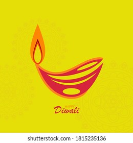 Happy Diwali with diya and rangoli ,Vector illustration.