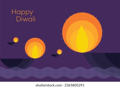 happy diwali diya vector illustrations