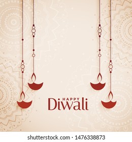 happy diwali elegant diya background with text space