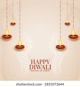 feliz diwali elegante fondo del festival con diseño diya