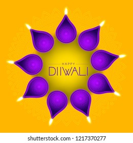 Happy Diwali elegant vector background design.