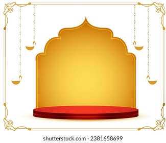 happy diwali festival background with 3d podium for product display 