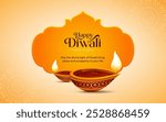 Happy Diwali Festival Background Design Template with Creative Diwali Lamp Illustration