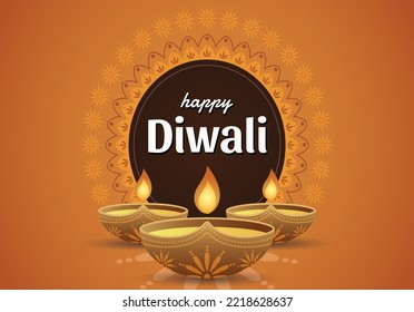 Happy diwali festival background design with colorful lamps illustration, Happy diwali background with unique candle