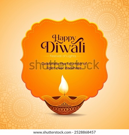 Happy Diwali Festival Background Design Template with Creative Diwali Lamp Illustration