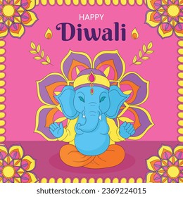 Happy Diwali Festival background. November 12. Diwali festival celebration. Vector illustration. Poster, Banner, Greeting Card, Flyer, Invitation Card, Cover, Template. Festival of Lights. Deepawali.