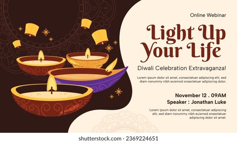 Happy Diwali Festival background. November 12. Diwali festival celebration. Vector illustration. Poster, Banner, Greeting Card, Flyer, Invitation Card, Cover, Template. Festival of Lights. Deepawali.