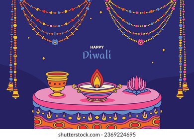 Happy Diwali Festival background. November 12. Diwali festival celebration. Vector illustration. Poster, Banner, Greeting Card, Flyer, Invitation Card, Cover, Template. Festival of Lights. Deepawali.