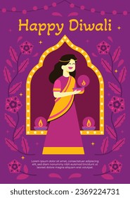 Happy Diwali Festival background. November 12. Diwali festival celebration. Vector illustration. Poster, Banner, Greeting Card, Flyer, Invitation Card, Cover, Template. Festival of Lights. Deepawali.