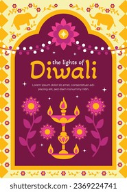 Happy Diwali Festival background. November 12. Diwali festival celebration. Vector illustration. Poster, Banner, Greeting Card, Flyer, Invitation Card, Cover, Template. Festival of Lights. Deepawali.