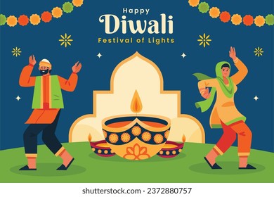 Happy Diwali Festival background. November 12. Diwali festival celebration. Vector illustration. Poster, Banner, Greeting Card, Flyer, Invitation Card, Cover, Template. Festival of Lights. Deepawali.
