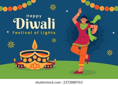 Happy Diwali Festival background. November 12. Diwali festival celebration. Vector illustration. Poster, Banner, Greeting Card, Flyer, Invitation Card, Cover, Template. Festival of Lights. Deepawali.