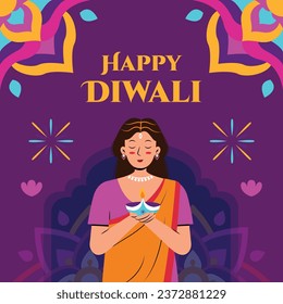 Happy Diwali Festival background. November 12. Diwali festival celebration. Vector illustration. Poster, Banner, Greeting Card, Flyer, Invitation Card, Cover, Template. Festival of Lights. Deepawali.