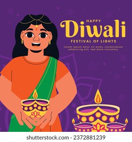 Happy Diwali Festival background. November 12. Diwali festival celebration. Vector illustration. Poster, Banner, Greeting Card, Flyer, Invitation Card, Cover, Template. Festival of Lights. Deepawali.