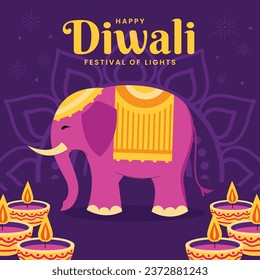 Happy Diwali Festival background. November 12. Diwali festival celebration. Vector illustration. Poster, Banner, Greeting Card, Flyer, Invitation Card, Cover, Template. Festival of Lights. Deepawali.