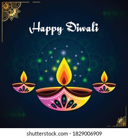 Happy Diwali festival, Diwali Background with rangoli