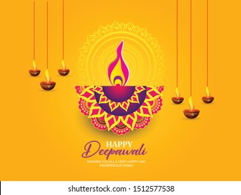 Happy Diwali festival beautiful design  Diwali festival with stylish beautiful oil lamp and Diwali elements