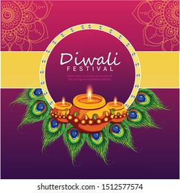 Happy Diwali festival beautiful design  Diwali festival with stylish beautiful oil lamp and Diwali elements