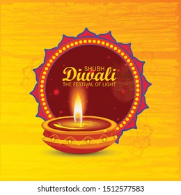 Happy Diwali festival beautiful design  Diwali festival with stylish beautiful oil lamp and Diwali elements