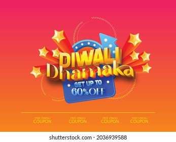 
Happy Diwali festival  celebration with decorated diya, oil lamp and Diwali Big Sale, Big Offer