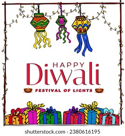 Happy diwali festival celebration vertical poster template