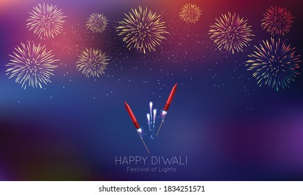 Happy Diwali. festival fireworks banner for Diwali. vector illustrations
