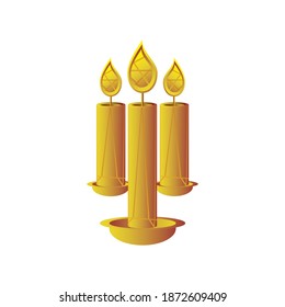 happy diwali festival, gold chandelier with candles decoration vector illustration