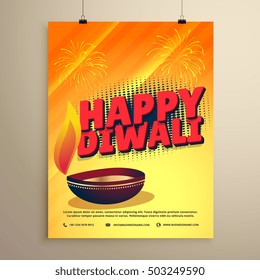 happy diwali festival greeting with fireworks
