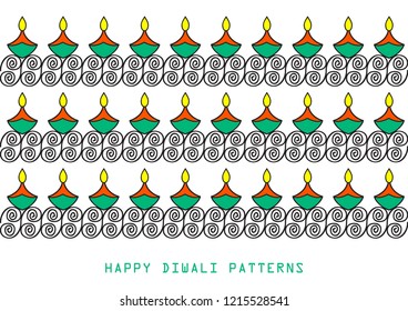 Happy Diwali Festival India Patterns Stock Vector (Royalty Free ...