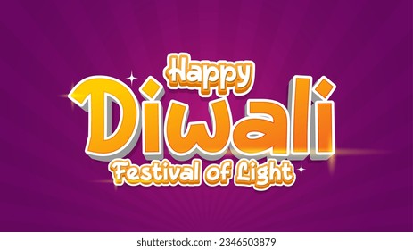 Happy Diwali Festival of Light 3D Vector Text
