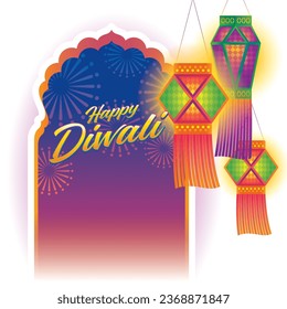 Happy Diwali. The Festival of Light Celebration with Colorful Lanterns