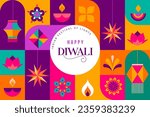 Happy Diwali, festival of light. Modern geometric minimalist design. Poster, banner and social media template. Vector concept design