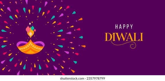 Happy Diwali, festival of light. Modern minimalist design. Fireworks poster, banner and social media template. Vector concept design