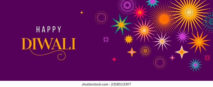 Feliz Diwali, festival de la luz. Diseño minimalista moderno. Afiche de fuegos artificiales, pancarta y plantilla de medios sociales. Diseño de vectores