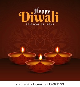 Feliz Diwali Festival De Luzes Banner Celebration Background. Happy Diwali Social Media Post Modelo