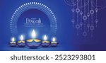 Happy Diwali - festival of lights colorful banner template design with decorative diya lamp. vector illustration.