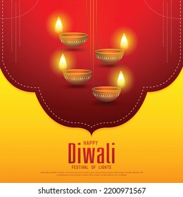 Happy Diwali - festival of lights colorful poster template design with decorative diya lamp. vector illustration.