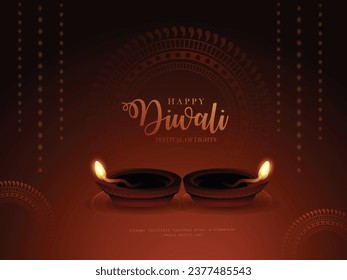 Happy Diwali - festival of lights colorful banner template design with decorative diya lamp. vector illustration.