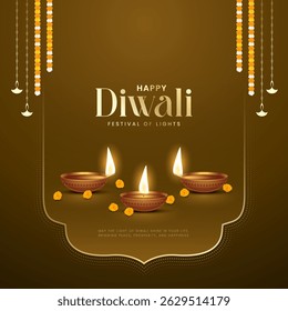Happy Diwali - festival of lights colorful poster template design with decorative diya lamp. vector illustration. Indian festival of lights Happy Diwali, holiday Background, Diwali celebration.