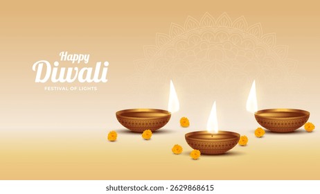 Happy Diwali - festival of lights colorful poster template design with decorative diya lamp. vector illustration. Indian festival of lights Happy Diwali, holiday Background, Diwali celebration.