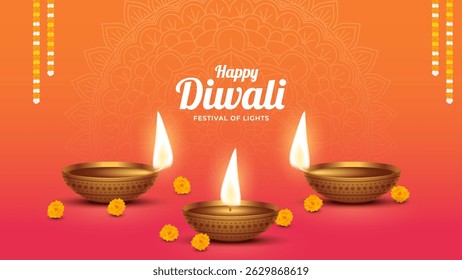 Happy Diwali - festival of lights colorful poster template design with decorative diya lamp. vector illustration. Indian festival of lights Happy Diwali, holiday Background, Diwali celebration.