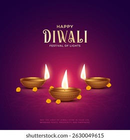 Happy Diwali - festival of lights colorful poster template design with decorative diya lamp. vector illustration. Indian festival of lights Happy Diwali, holiday Background, Diwali celebration.