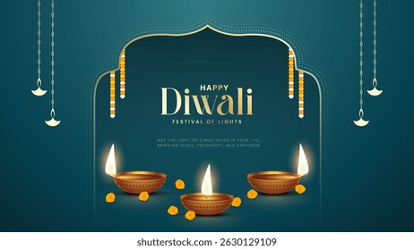 Happy Diwali - festival of lights colorful poster template design with decorative diya lamp. vector illustration. Indian festival of lights Happy Diwali, holiday Background, Diwali celebration.